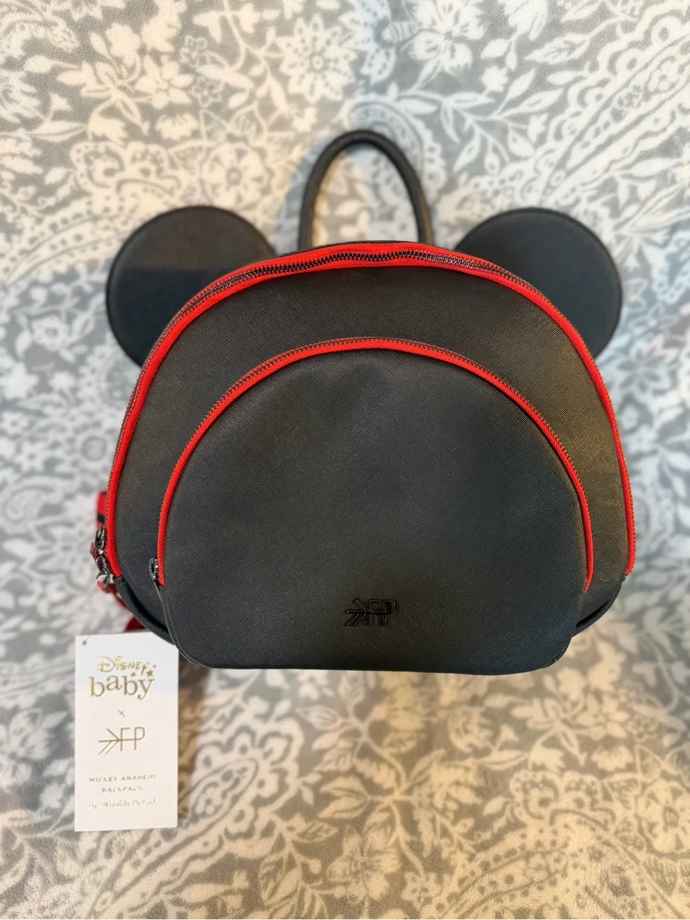 Disney Baby Black and Red Mickey Ear Baby Backpack